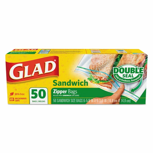 Deals 🛒 Glad® Sandwich Zipper Bags, 6.63" X 8", Clear, 600/Carton ❤️