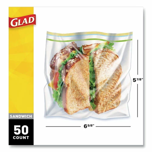 Deals 🛒 Glad® Sandwich Zipper Bags, 6.63" X 8", Clear, 600/Carton ❤️ - Image 2