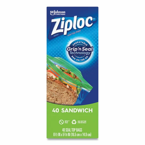 Promo 🥰 Ziploc® Resealable Sandwich Bags, 1.2 Mil, 6.5" X 5.88", Clear, 40 Bags/Box, 12 Boxes/Carton ✨ - Image 2