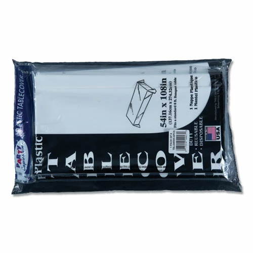 New 👏 Tablemate® Table Set Rectangular Table Cover, Heavyweight Plastic, 54" X 108", White, 6/Pack 🔥 - Image 2