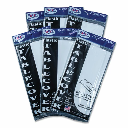 New 👏 Tablemate® Table Set Rectangular Table Cover, Heavyweight Plastic, 54" X 108", White, 6/Pack 🔥 - Image 3