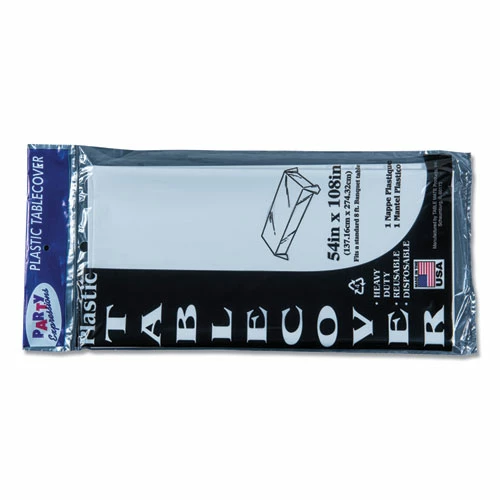 New 👏 Tablemate® Table Set Rectangular Table Cover, Heavyweight Plastic, 54" X 108", White, 6/Pack 🔥 - Image 4