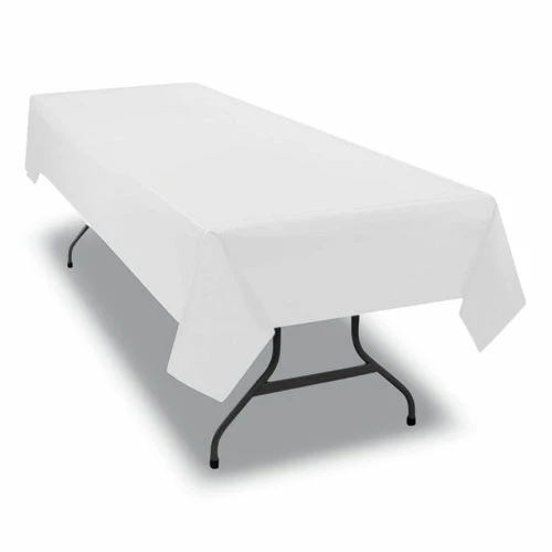 New 👏 Tablemate® Table Set Rectangular Table Cover, Heavyweight Plastic, 54" X 108", White, 6/Pack 🔥 - Image 6