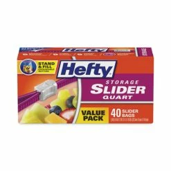 Promo 🎁 Hefty® Slider Bags, 1 Qt, 1.5 Mil, 8" X 7", Clear, 40/Box 🎁