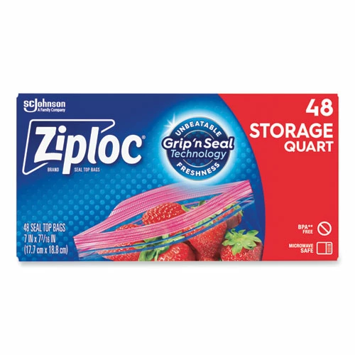 Deals ❤️ Ziploc® Double Zipper Storage Bags, 1 Qt, 1.75 Mil, 9.63" X 8.5", Clear, 9/Carton 🧨
