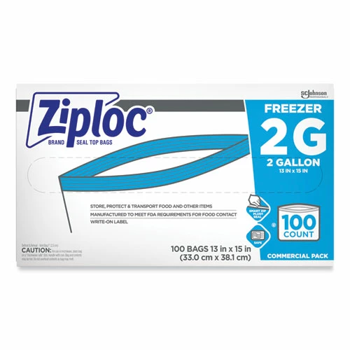 Coupon ✨ Ziploc® Double Zipper Freezer Bags, 2 Gal, 2.7 Mil, 13" X 15.5", Clear, 100/Carton 🔔