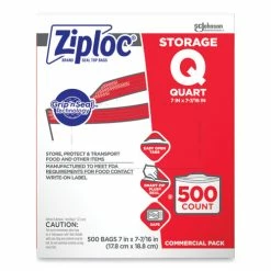 Best Pirce 👍 Ziploc® Double Zipper Storage Bags, 1 Qt, 1.75 Mil, 7" X 7.75", Clear, 500/Box ⭐