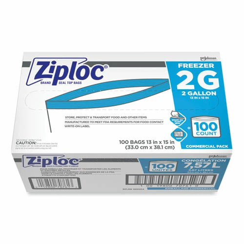 Coupon ✨ Ziploc® Double Zipper Freezer Bags, 2 Gal, 2.7 Mil, 13" X 15.5", Clear, 100/Carton 🔔 - Image 3